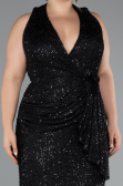 Long Black Scaly Evening Dress ABU5209