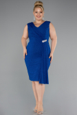 Midi Sax Blue Oversized Evening Dress ABK1752