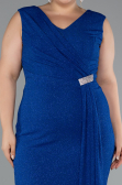 Midi Sax Blue Oversized Evening Dress ABK1752