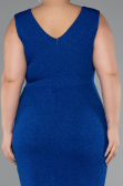 Midi Sax Blue Oversized Evening Dress ABK1752