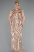 Long Gold Plus Size Evening Dress ABU5182