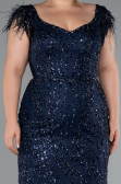 Long Navy Blue Plus Size Evening Dress ABU5182