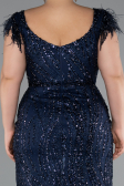 Long Navy Blue Plus Size Evening Dress ABU5182