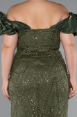 Olive Drab Long Beaded Plus Size Engagement Dress ABU4788