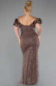 Brown Long Beaded Plus Size Engagement Dress ABU4788
