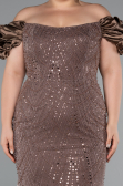 Brown Long Beaded Plus Size Engagement Dress ABU4788