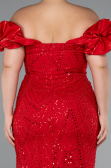 Red Long Beaded Plus Size Engagement Dress ABU4788