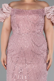 Powder Color Long Beaded Plus Size Engagement Dress ABU4788