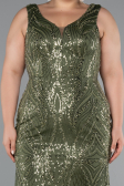 Long Olive Drab Beaded Formal Plus Size Dress ABU5188
