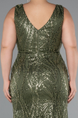 Long Olive Drab Beaded Formal Plus Size Dress ABU5188