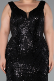 Long Black Beaded Formal Plus Size Dress ABU5188