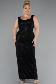 Long Black Beaded Formal Plus Size Dress ABU5190