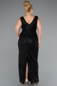 Long Black Beaded Formal Plus Size Dress ABU5190