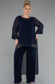 Navy Blue Long Chiffon Evening Dress ABT083