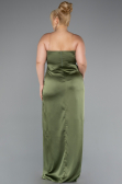 Long Olive Drab Satin Plus Size Evening Gown ABU5179