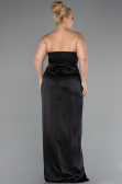 Long Black Satin Plus Size Evening Gown ABU5179