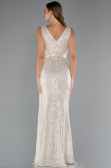 Beige Long Scaly Evening Dress ABU3201