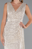 Beige Long Scaly Evening Dress ABU3201