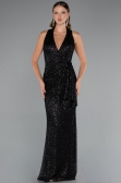 Long Black Scaly Evening Dress ABU5209