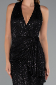 Long Black Scaly Evening Dress ABU5209