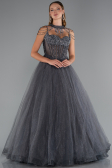 Long Anthracite Special Design Engagement Dress ABU5220