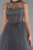 Long Anthracite Special Design Engagement Dress ABU5220
