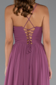 Long Rose Colored Chiffon Prom Gown ABU5223