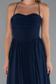 Long Navy Blue Chiffon Prom Gown ABU5223