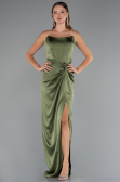 Olive Drab Long Satin Prom Gown ABU3474