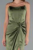 Olive Drab Long Satin Prom Gown ABU3474