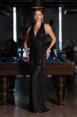 Long Black Scaly Evening Dress ABU5209