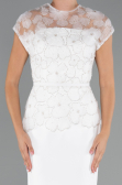 Midi White Dantelle Party Dress ABK2427