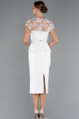 Midi White Dantelle Party Dress ABK2427