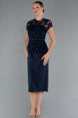 Midi Navy Blue Dantelle Party Dress ABK2427