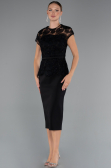 Midi Black Dantelle Party Dress ABK2427