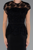 Midi Black Dantelle Party Dress ABK2427