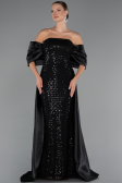 Long Black Beaded Evening Dress ABU5234