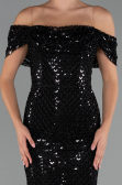 Long Black Beaded Evening Dress ABU5239