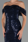 Long Navy Blue Beaded Evening Dress ABU5239
