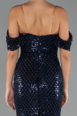 Long Navy Blue Beaded Evening Dress ABU5239