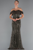 Long Olive Drab Beaded Evening Dress ABU5239