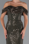 Long Olive Drab Beaded Evening Dress ABU5239
