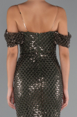 Long Olive Drab Beaded Evening Dress ABU5239