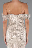 Long Beige Beaded Evening Dress ABU5239