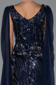 Long Navy Blue Beaded Evening Dress ABU5248