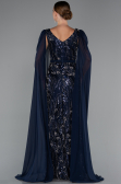 Long Navy Blue Beaded Evening Dress ABU5248