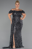 Long Anthracite Plus Size Evening Gown ABU5232