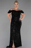 Long Black Plus Size Evening Gown ABU5232