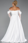 Long White Satin Formal Plus Size Dress ABU5261