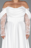 Long White Satin Formal Plus Size Dress ABU5261